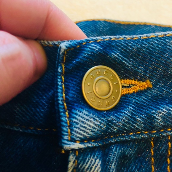 🇮🇹New Gucci Green Red Side Stripe Straight Leg Blue Jeans🇮🇹 - Picture 6 of 16